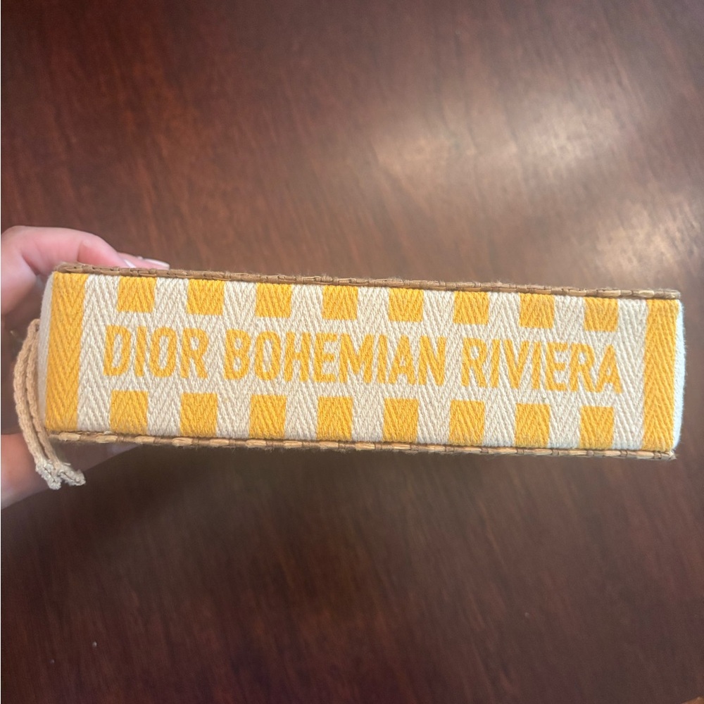 Dior Yellow and White Checkered clutch